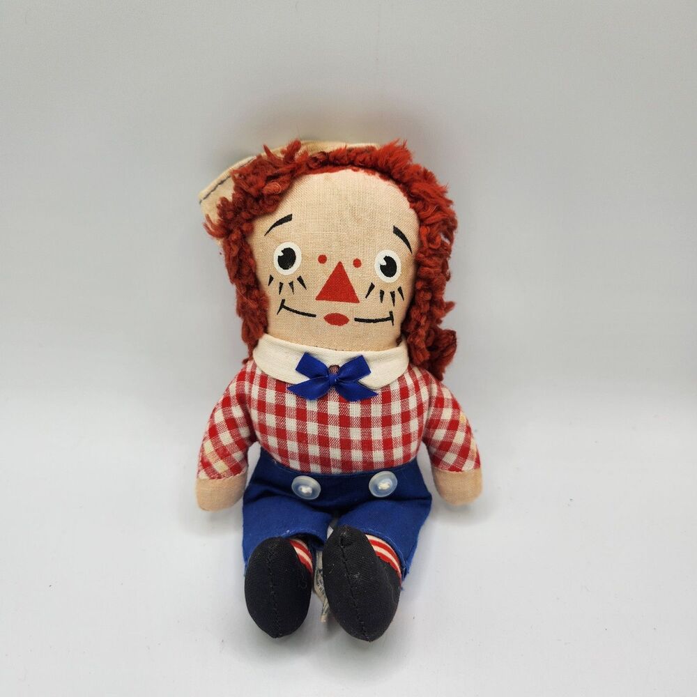 Vintage 60s Knickerbocker Raggedy Andy Plush Doll 6"
